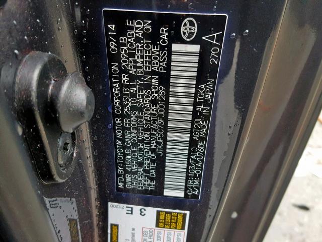 JTKJF5C73FJ001289 - 2015 TOYOTA SCION TC 石墨色 照片 10