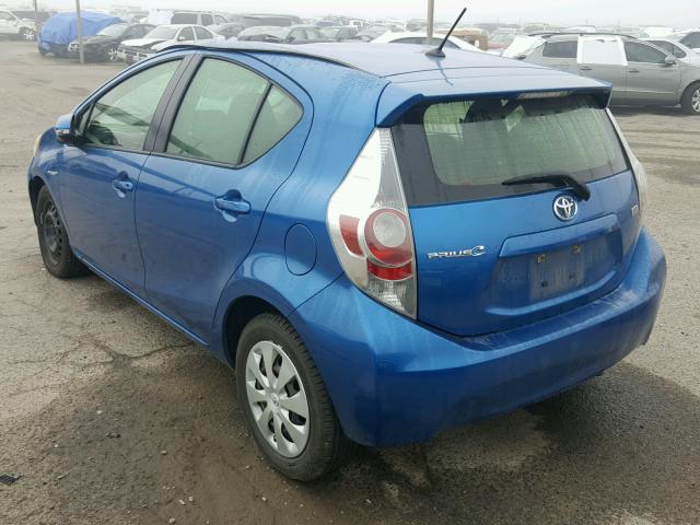 JTDKDTB30D1049138 - 2013 TOYOTA PRIUS C BLUE photo 3