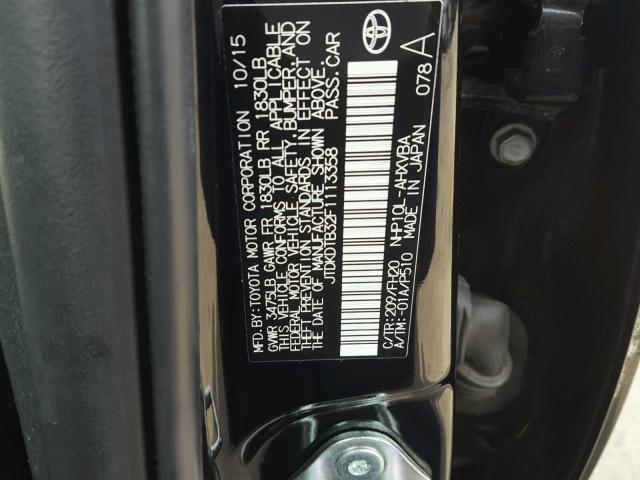 JTDKDTB32F1113358 - 2015 TOYOTA PRIUS C BLACK photo 10