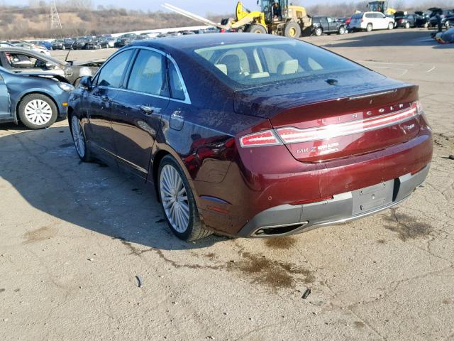 3LN6L5E98HR602495 - 2017 LINCOLN MKZ RESERV BURGUNDY photo 3