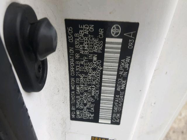 JTKDE167050050670 - 2005 TOYOTA SCION TC 白色 照片 10