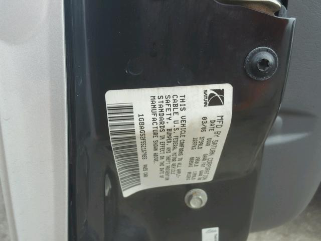 1G8AG52F55Z157955 - 2005 SATURN ION LEVEL SILVER photo 10