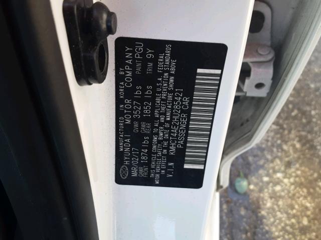 KMHCT4AE2HU285421 - 2017 HYUNDAI ACCENT SE WHITE photo 10