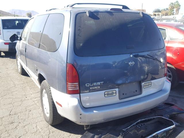 4N2ZN1115WD819395 - 1998 NISSAN QUEST XE BLUE photo 3