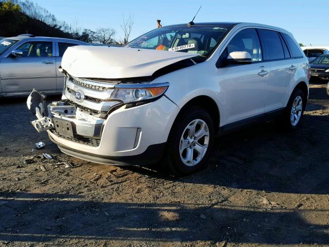 2FMDK4JC5EBB20602 - 2014 FORD EDGE SEL WHITE photo 2