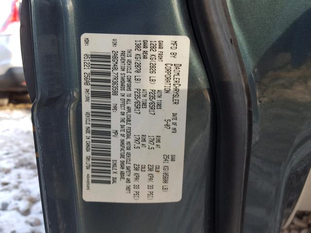 2A8GM48L77R363588 - 2007 CHRYSLER PACIFICA GREEN photo 10