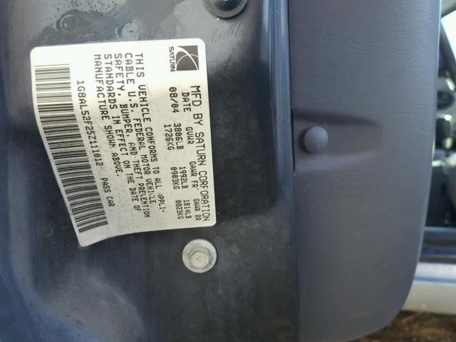 1G8AL52F25Z111012 - 2005 SATURN ION LEVEL SILVER photo 10