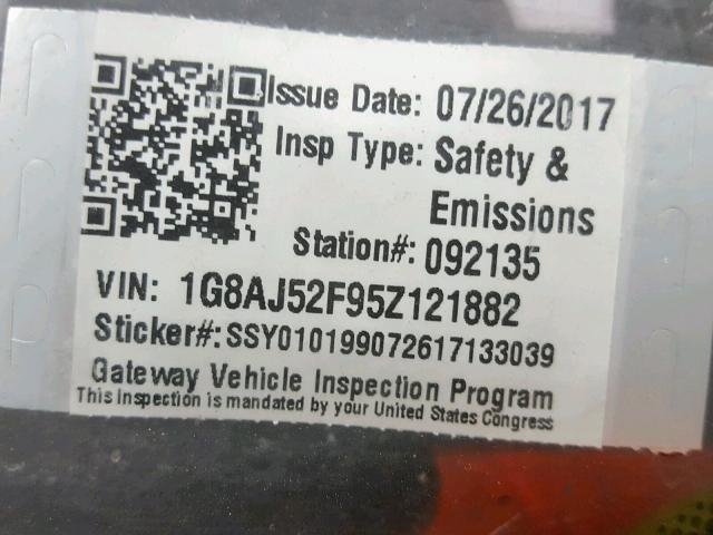 1G8AJ52F95Z121882 - 2005 SATURN ION LEVEL SILVER photo 10