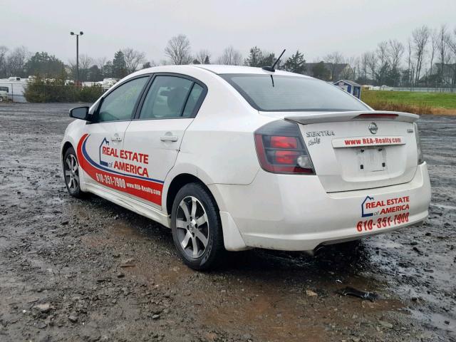 3N1AB6AP4CL697163 - 2012 NISSAN SENTRA 2.0 WHITE photo 3