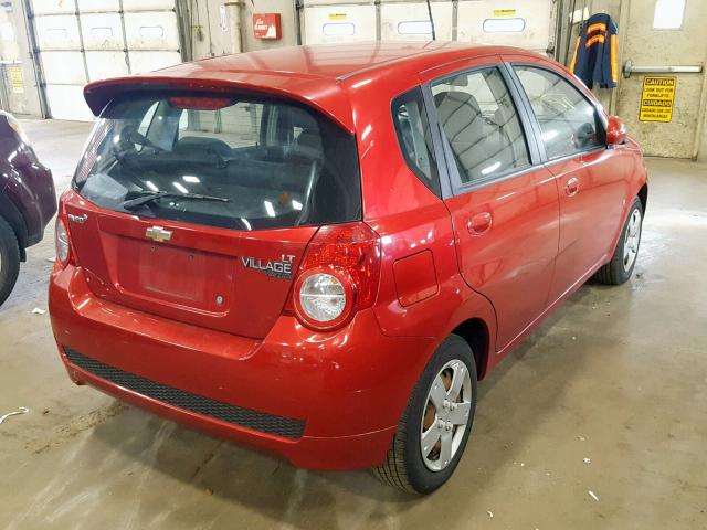 KL1TD66E19B343769 - 2009 CHEVROLET AVEO LS RED photo 4