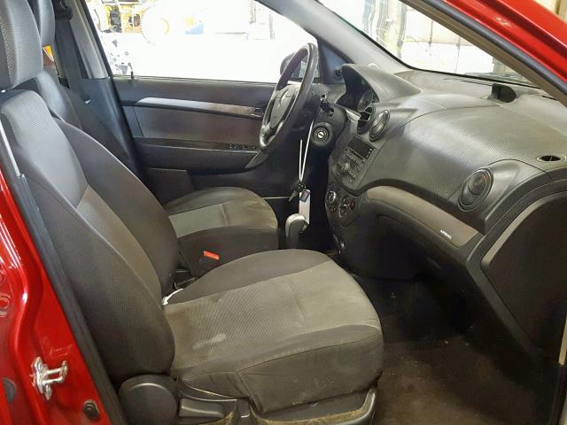 KL1TD66E19B343769 - 2009 CHEVROLET AVEO LS RED photo 5