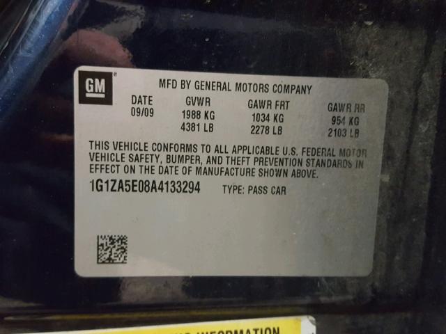 1G1ZA5E08A4133294 - 2010 CHEVROLET MALIBU LS ლურჯი ფოტო 10