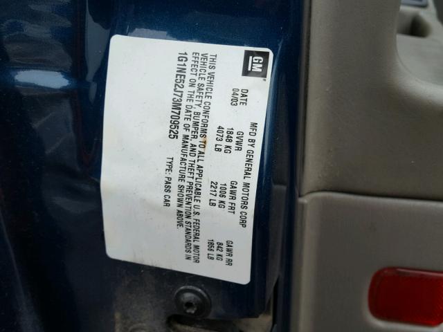 1G1NE52J73M709525 - 2003 CHEVROLET MALIBU LS 青色 照片 10