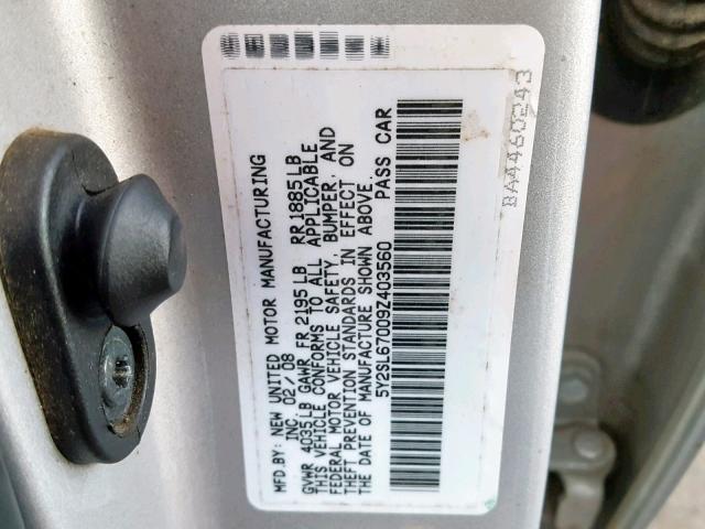 5Y2SL67009Z403560 - 2009 PONTIAC VIBE SILVER photo 10