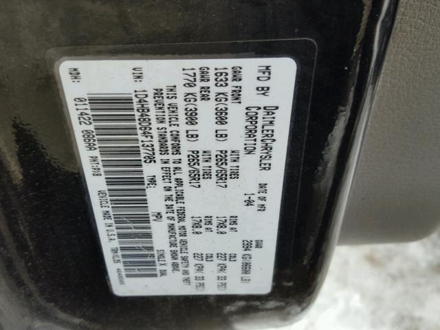 1D4HB48D64F137705 - 2004 DODGE DURANGO SL BLACK photo 10