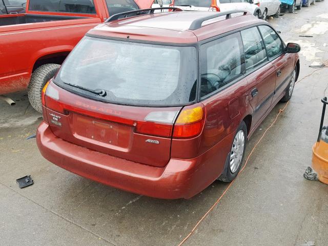 4S3BH635627309090 - 2002 SUBARU LEGACY L RED photo 4