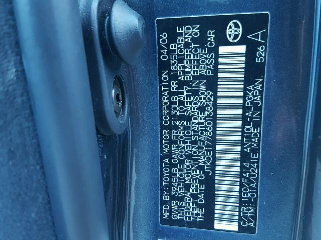 JTKDE177860138429 - 2006 TOYOTA SCION TC Boz foto 10