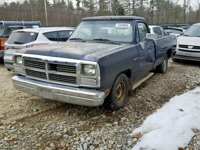 1B7HE16Y7MS248764 - 1991 DODGE D-SERIES D BLUE photo 2