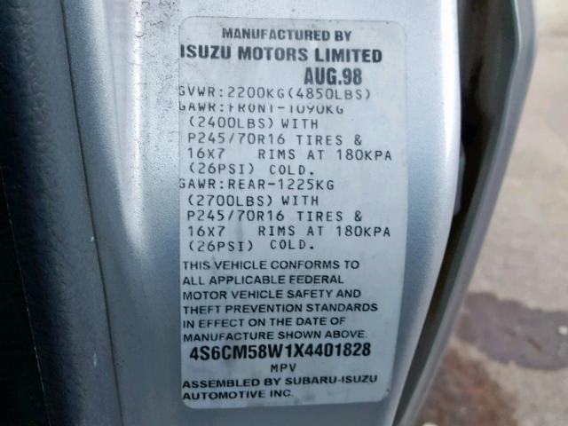 4S6CM58W1X4401828 - 1999 HONDA PASSPORT E 绿色 照片 10