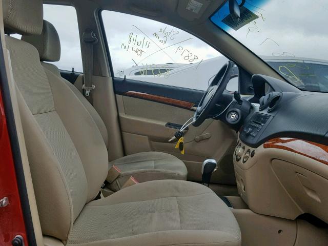 KL1TD6DE4AB119046 - 2010 CHEVROLET AVEO LS RED photo 5