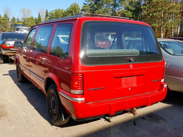 2P4GH2534NR690866 - 1992 PLYMOUTH VOYAGER RED photo 3