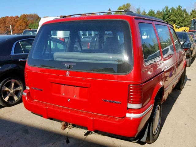 2P4GH2534NR690866 - 1992 PLYMOUTH VOYAGER RED photo 4