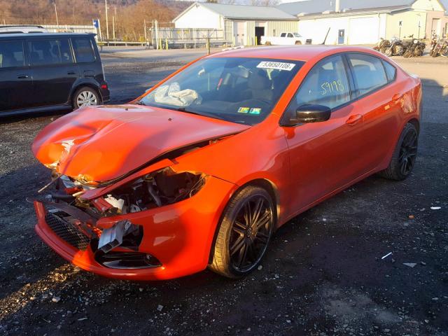 1C3CDFBB7FD266348 - 2015 DODGE DART SXT ORANGE photo 2