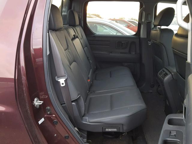 5FPYK1F58AB002661 - 2010 HONDA RIDGELINE BURGUNDY photo 6