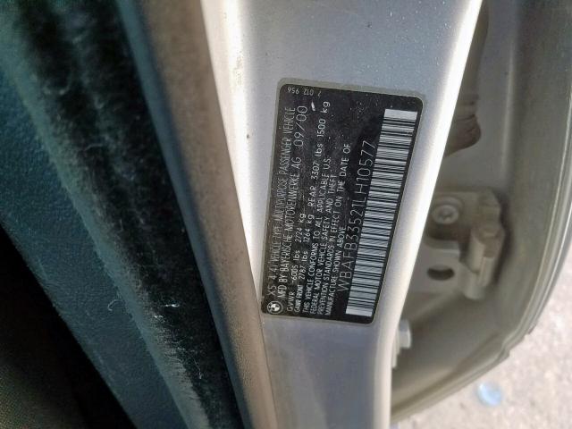 WBAFB33521LH10577 - 2001 BMW X5 4.4I SILVER photo 10