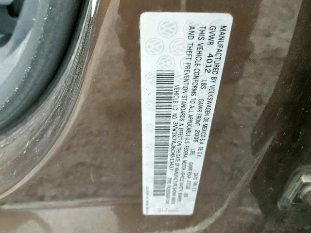 3VW1K7AJ6CM313437 - 2012 VOLKSWAGEN JETTA BASE 棕色 照片 10