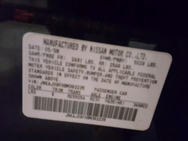 JNKAJ09FX8M362235 - 2008 INFINITI EX35 BASE BURGUNDY photo 10