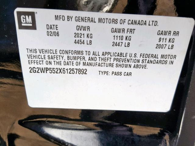 2G2WP552X61257892 - 2006 PONTIAC GRAND PRIX Қара фото 10