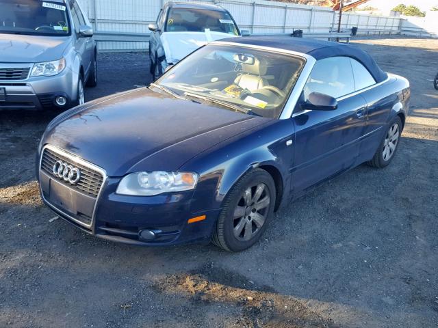 WAUAF48H68K016284 - 2008 AUDI A4 2.0T CA BLUE photo 2