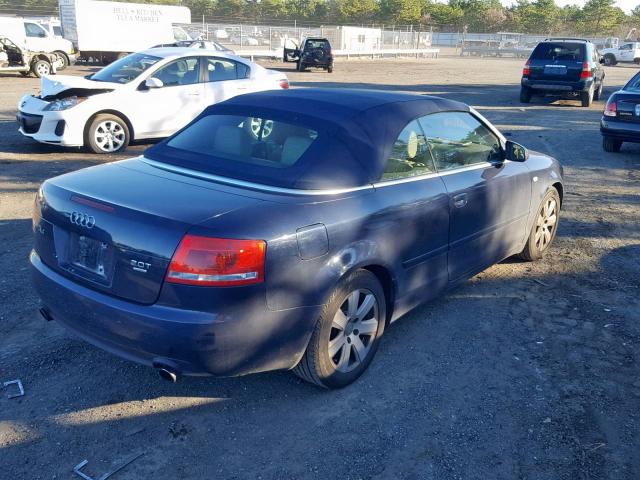 WAUAF48H68K016284 - 2008 AUDI A4 2.0T CA BLUE photo 4