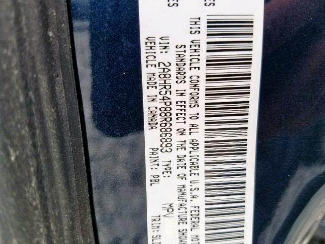 2A8HR54P88R686893 - 2008 CHRYSLER TOWN & COU BLUE photo 10