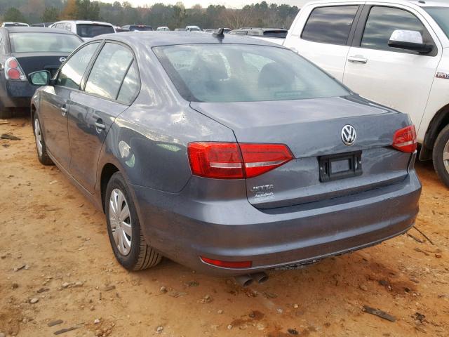 3VW2K7AJXFM343131 - 2015 VOLKSWAGEN JETTA BASE GRAY photo 3