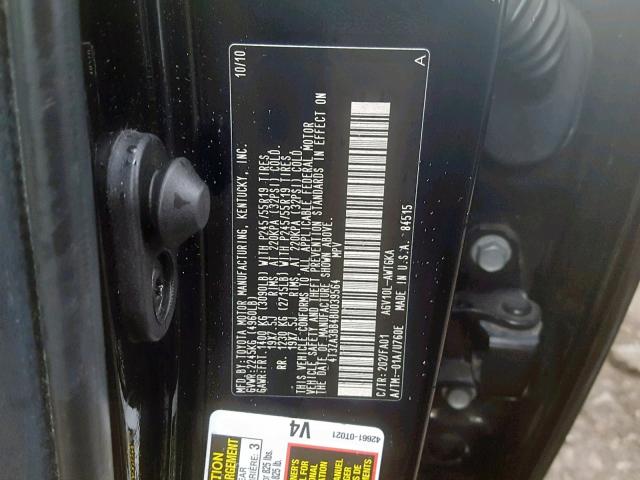 4T3ZA3BB4BU039564 - 2011 TOYOTA VENZA BASE BLACK photo 10