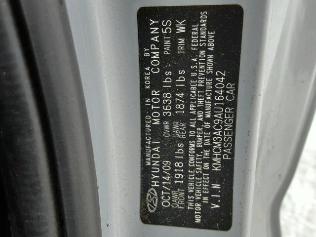 KMHCM3AC9AU164042 - 2010 HYUNDAI ACCENT BLU SILVER photo 10