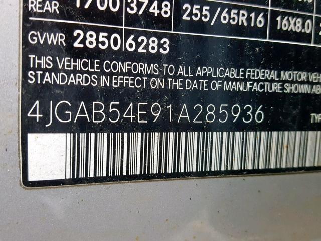 4JGAB54E91A285936 - 2001 MERCEDES-BENZ ML 320 SILVER photo 10