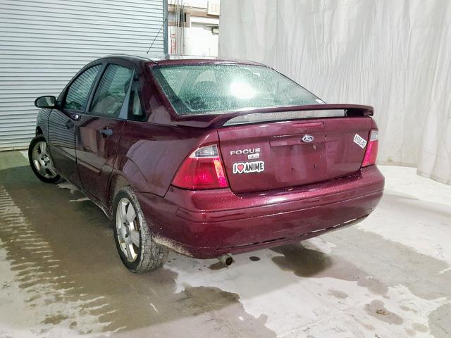 1FAHP34N27W358588 - 2007 FORD FOCUS ZX4 BURGUNDY photo 3