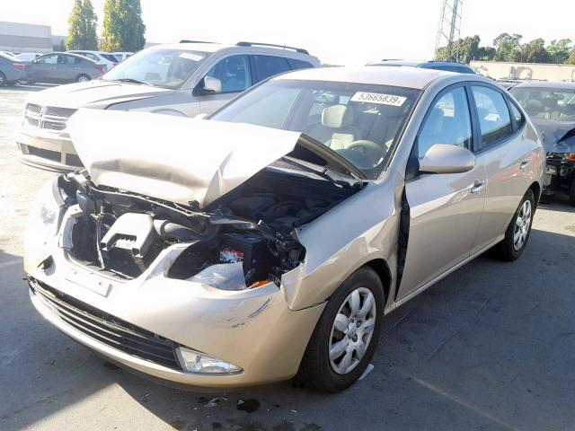 KMHDU46D67U255239 - 2007 HYUNDAI ELANTRA GL GOLD photo 2