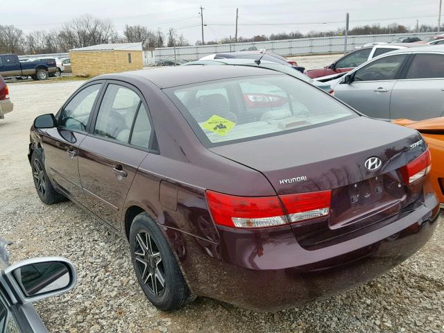 5NPET46C06H127574 - 2006 HYUNDAI SONATA GL BURGUNDY photo 3