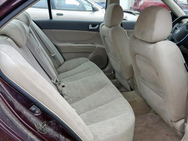 5NPET46C06H127574 - 2006 HYUNDAI SONATA GL BURGUNDY photo 6