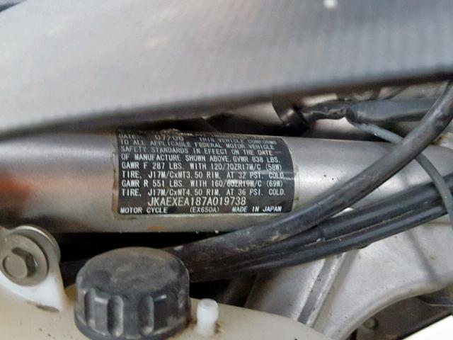 JKAEXEA187A019738 - 2007 KAWASAKI EX650 A Qara foto 10