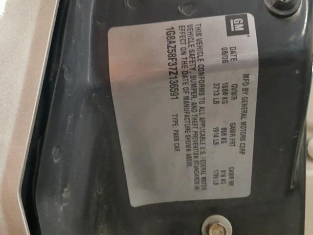 1G8AZ58F37Z136591 - 2007 SATURN ION LEVEL GOLD photo 10