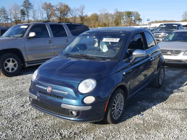 3C3CFFCRXDT667986 - 2013 FIAT 500 LOUNGE BLUE photo 2