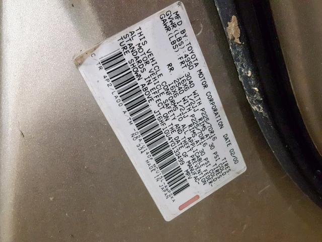 JT6HF10U4Y0133499 - 2000 LEXUS RX 300 TAN photo 10