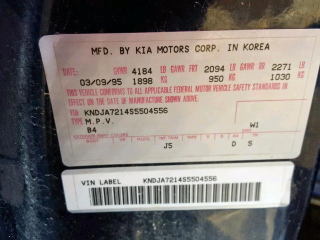 KNDJA7214S5504556 - 1995 KIA SPORTAGE BLUE photo 10