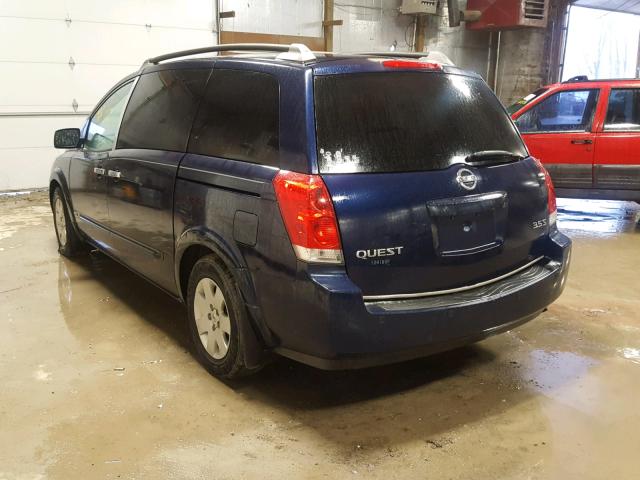 5N1BV28U16N107918 - 2006 NISSAN QUEST S BLUE photo 3