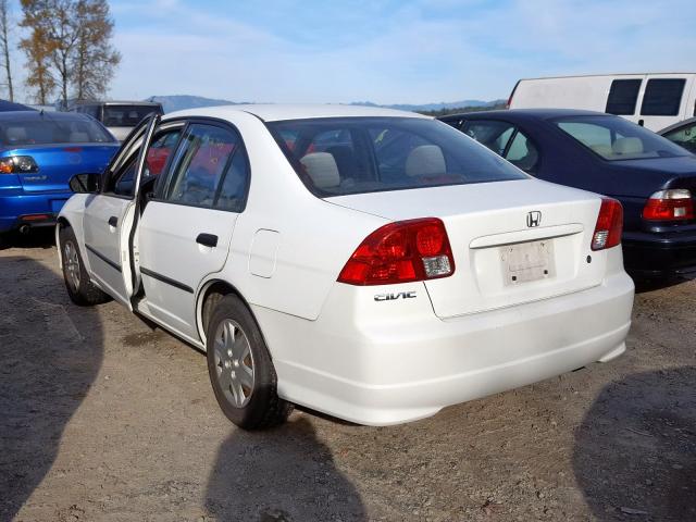 2HGES163X4H545455 - 2004 HONDA CIVIC DX V WHITE photo 3